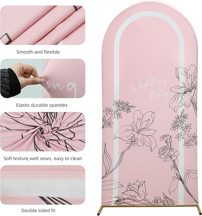 Wedding Arch Cover 7.2FT 6.6FT 6FT Spandex Arch Backdrop Cover Stretchy Backdrop for Wedding Birthday Party Decoration Baby Shower