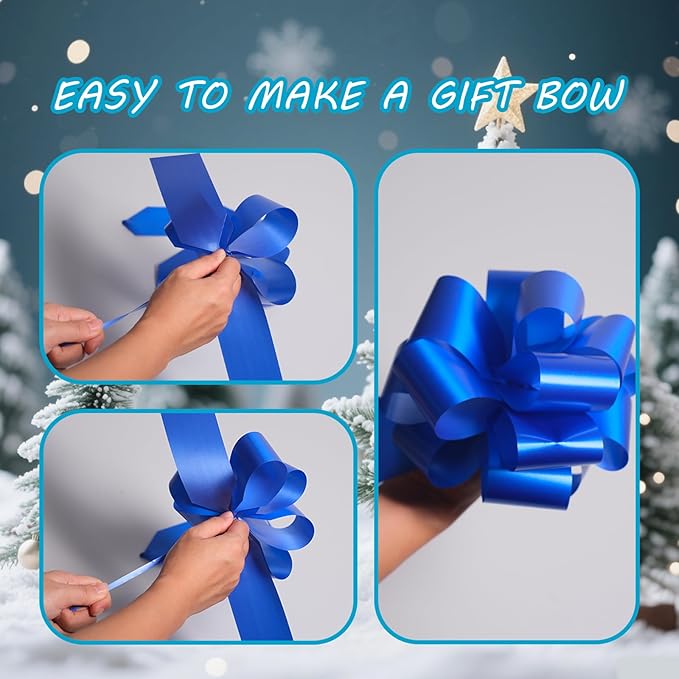 6 Pcs 6 Inch Blue Pull Bows, Perfect for Gift Wrapping, Gift Wrapping Baskets Wedding Christmas Party Decorations, Crafts – Quality Pull Bows for Gifts and Decorations