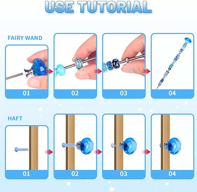 158 Pcs DIY Fairy Wand Garden Stakes Kit,Multiple Color Scheme European Beads Crystal Diamond Tops and 12 or 10 Inch Threaded Rods,Stainless Steel Stakes with Diamond Toppe (Black)
