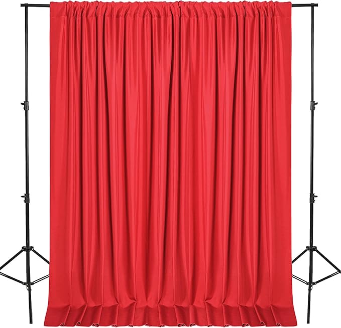 DWCN 10x10 FT Red Backdrop Curtains for Parties, Background Curtains Photography Backdrop Drapes with Rod Pockets for Wedding Decorations Birthday Family Gatherings, 2 Panels 5ft x 10ft