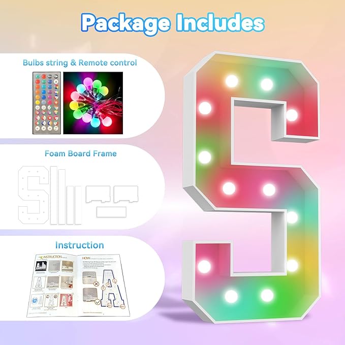 Ledido 4FT Marquee Light Up Letters, 34 Colors Changing Marquee Letter 4 Feet Tall with Remote, Big Letters for Party Wedding Graduation Birthday Decorations, Large Light Up Letter X