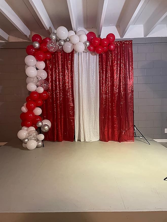 Red Sequin Backdrop Curtains 1 Panel 10FTx10FT Glitter Red Photo Backdrop Drapes Party Wedding Baby Shower Curtain Sparkle Photography Background