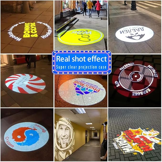 GOBO Projector Custom Logo Projector Lights for Store Business or Outdoor Wall Street Waterproof Ip67 HD Led for Shop Advertising and Wedding (65W)