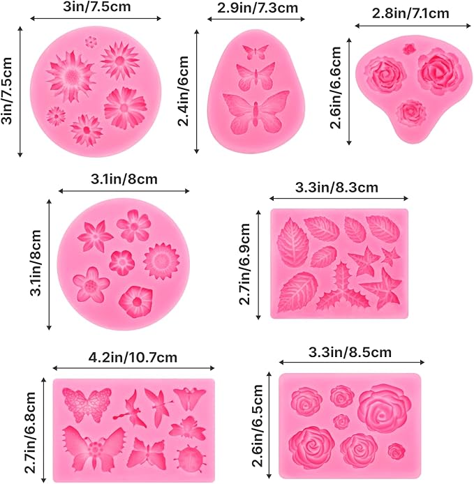 Flower Silicone Molds, Butterfly Silicone Molds Polymer Clay Mold Fondant Cake Mold for Cupcake Cake Decoration DIY Crafts
