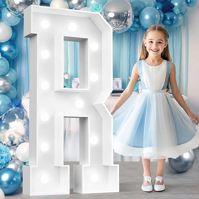 Ledido 4FT Marquee Light Up Letters, Cool White Light Up Letters Large Marquee Letter for Party Decorations, Mosaic Letter R for Balloons, Wedding Birthday Graduation Decor