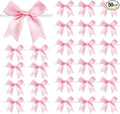 50 PCS Twist Tie Bows Satin Ribbon Bows 3.3 Inch Gift Wrap Bows Craft Bows for Gift Wrapping, Party Decorations Gifts Bag DIY Treat Bags Wedding Decor Baby Shower Christmas (Light Pink)