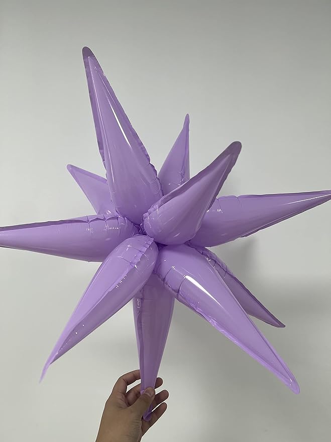 3pcs 26inch macaron purple Star foil balloons.macaron purple Explosion Star burst star balloon-Spike cone balloon for birthday party decorations,wedding,Bachelor party