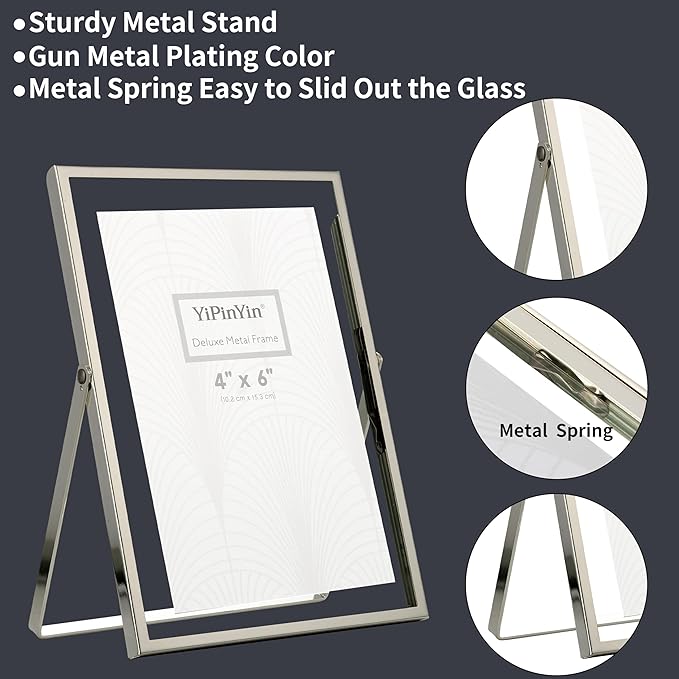 8x10''Floating Frame Silver Set of 2 For Photo Sizes 5x7,6X8,7x9'', for Desktop/Shelf Display Silver Plated Frame for Gift Choice of Wedding, Christmas,Birthady.