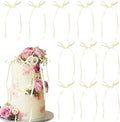 Ephlyn 30Pcs Bow Cupcake Toppers Valentine's Bowknot Ribbons Coquette Bow High Footed Cup Balloon Wall Party Decorations Cake Dessert Picks Baby Girl Birthday Wedding Party Supplies Beige