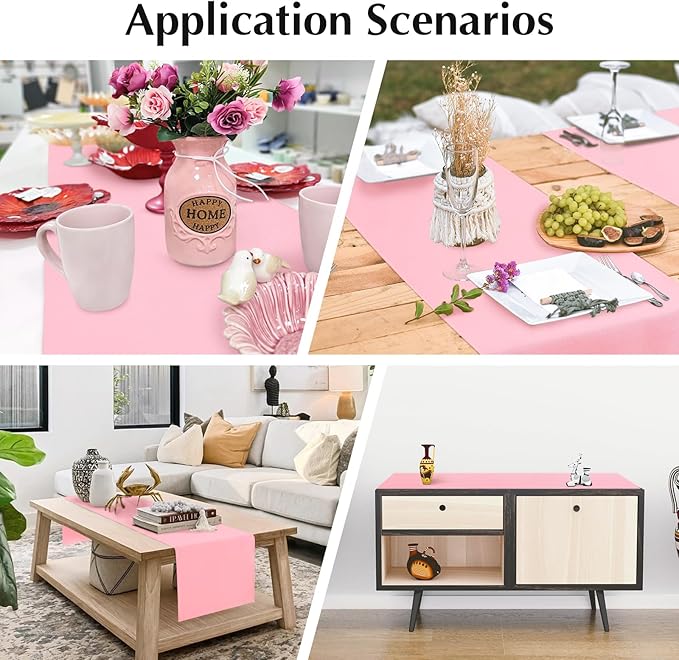 2 Pack Pink Small Short Table Runner 12 x 36 Inch Solid Color Runners Coffee Table Dresser for Daily Party Home Decoration