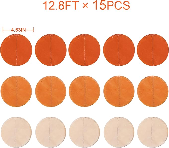 192 Ft Orange Party Decorations Ombre Orange Big Circle Dots Backdrop Streamer Tissue Paper Polka Dots Hanging Garland for Birthday Engagement Wedding Fall Autumn Harvest Thanksgiving Party Supplies