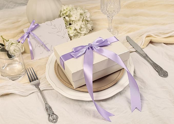 Lavender Satin Ribbon 1 inch X Continuous 25 Yards, Single Face Polyester Ribbon Perfect for Gift Wrapping, Flower Bouquet, Wedding Decor, Crafts, Bow Making, Sewing and More