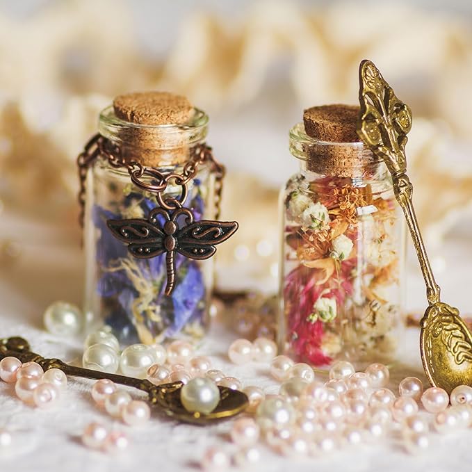 uxcell 10Pcs Mini Glass Bottles with Cork Stoppers, 5ml Small Clear Bottles Glass Empty Jars Vials for DIY Crafts Party Wedding Decor Favors