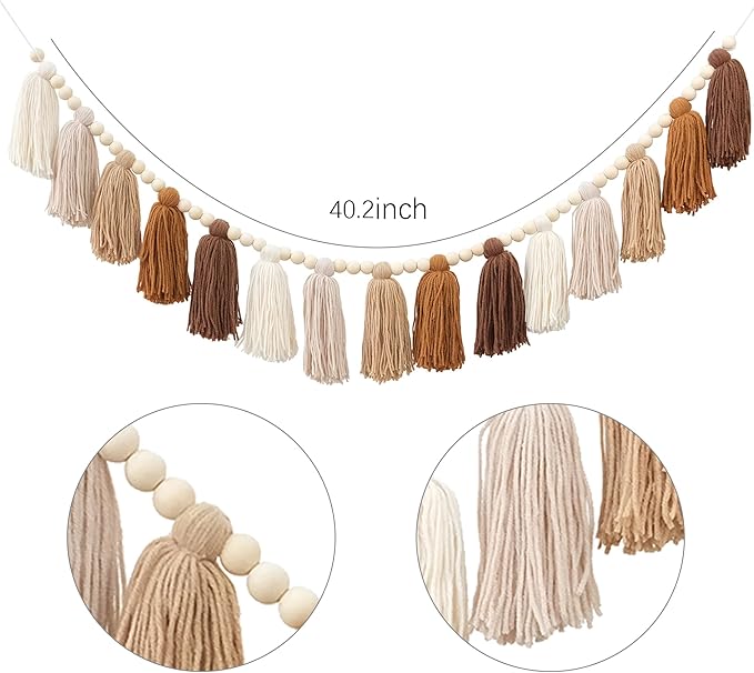 Boho Tassel Garland Terracotta Rainbow Western Banner Tassels Wall Hanging for Dorm Room Classroom Nursery Kids Bedroom Decor