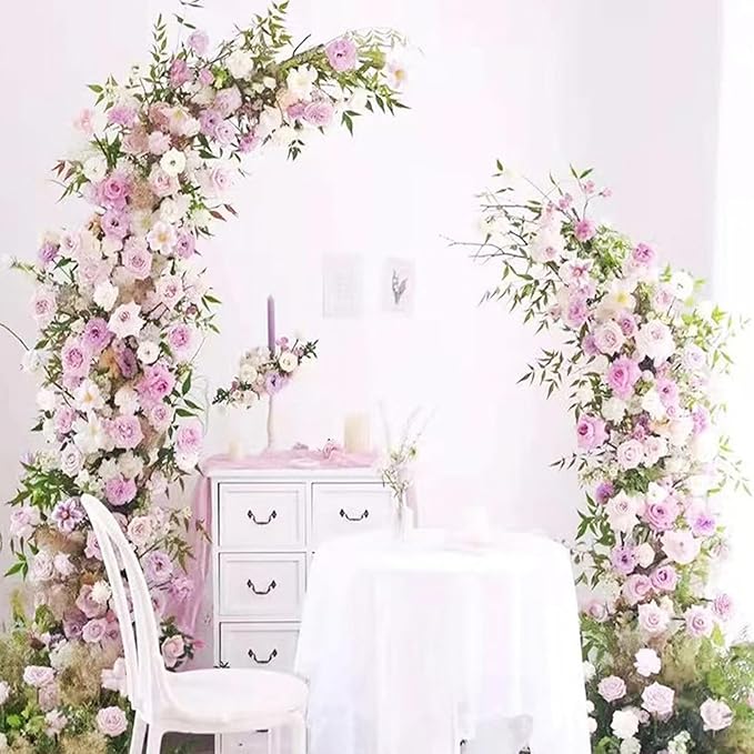 SATBIR 2pcs Large Wedding Arch with Base Flower Stand Arch Bracket Stand Backdrop Stand For Wedding Party Elegant Decorations & Garden Climbing Plants Vines,8.2&6.9 FT-Gold
