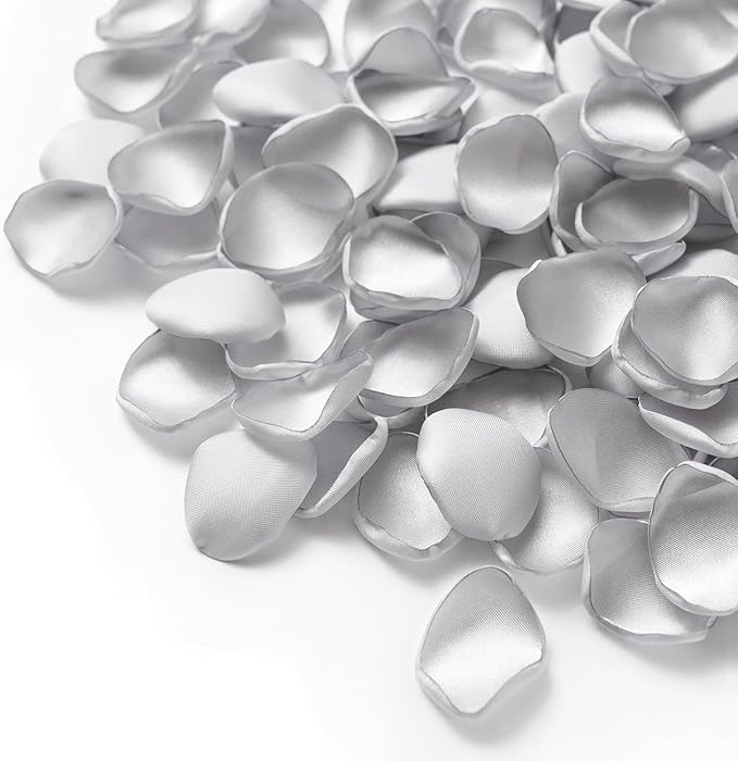 Ling's Moment Rose Petals, Silk Flower Petals for Wedding/Aisle/Flower Girl Baskets/Table Centerpiece Décor,etc.Silver 200pcs