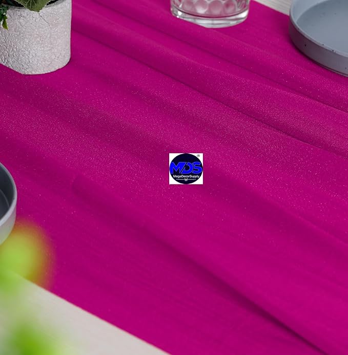 MDS Halloween Chiffon Table Runner - 20 Pack, 29 x 170 Inches, 14ft Each - Sheer Spooky Table Runners for Haunted House Parties, Trick-or-Treat Tables, Witchy Décor, Wedding & Events - Magenta