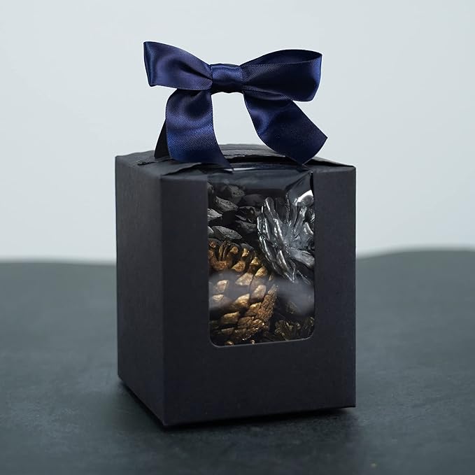 AIMUDI Navy Blue Satin Ribbon Twist Tie Bows 2.5" Pretied Bows Premade Craft Bows for Treat Bags Cake Pop Gift Wrapping Basket Wedding Favors Cookie Candy Bagging Baby Shower - 50 Counts