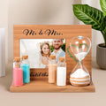 Blosssound Wedding Sand Ceremony Set Wooden Photo Frame, Hourglass Funnel, Sand, Glass Bottles, Mr and Mrs Until The End of Time Unity Kit for Weddings Ceremony Party Supplies(Nature)
