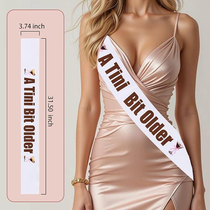 A Tini Bit Older Birthday Sash, Coffee Bean Cocktail Sash for Espresso Martini Bar Bday Party Decorations, Martini Themed Cocktail Tini Birthday Party Decoration Supply Favors