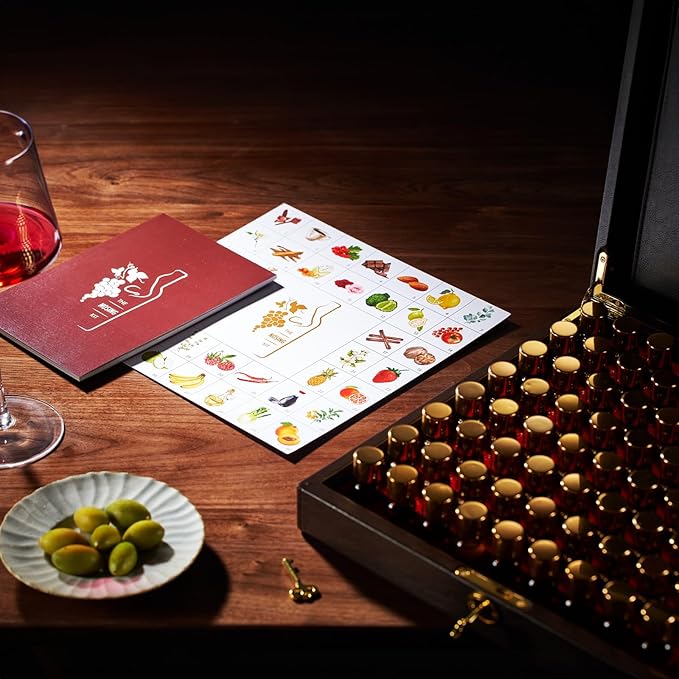 Wine Aroma Kit, Tasting & Smelling Aroma Set For Both White & Red Wines, 80 Aromas, Training Educational Gift - Beginners & Sommelier Master, Book & Accessories Guide Included Wine Game Gifts Holiday