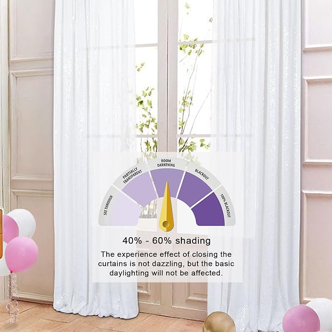 ShiDianYi 10x10 FT White Sequin Backdrop Curtain - Elegant Shimmer Fabric for Photography, Parties & Weddings - No Dropping Sequins & Dense Embroidery White Backdrop Background