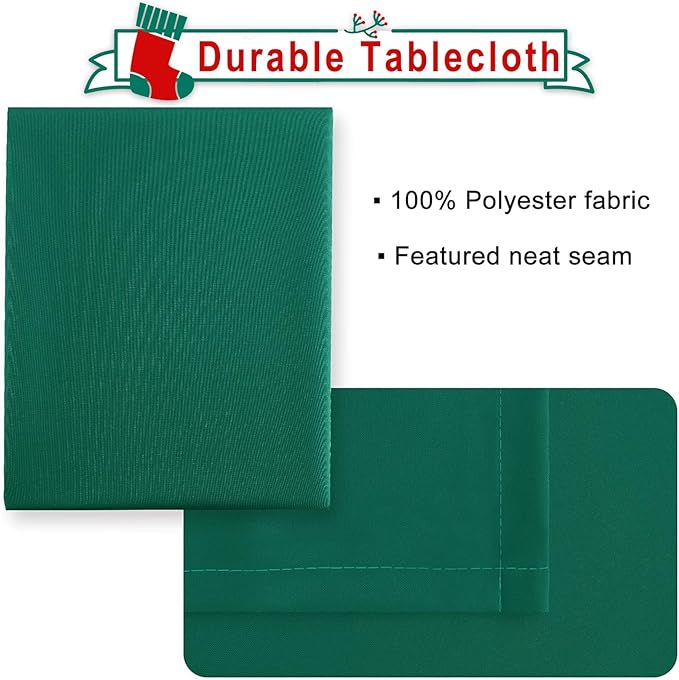 Hiasan Rectangle Tablecloth - Waterproof Washable Fabric Table Cloth for Wedding, Banquet, Gathering and Dining Room, 90 x 156 Inch, Emerald Green