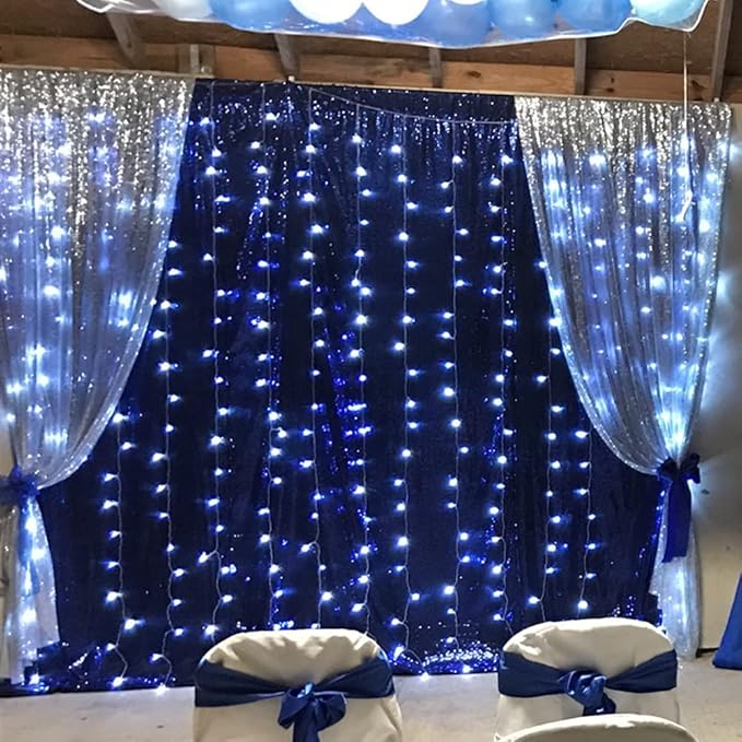Poise3EHome 7Ft x 7Ft Navy Blue Sequin Backdrop, Glitter Thick Satin Sequin Background Drapes, Sequence Xmas Thanksgiving Backdrop for Wedding Party Holiday Festival Decor