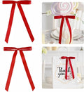 50 PCs Red Bow 5 Inch Long Tail Bows for Gift Wrapping, Easter Bow Party Decorations, Twist Tie Bows, Satin Bows for Crafts, Premade Bows for Presents, Treat Bags, Bottles, Cakes