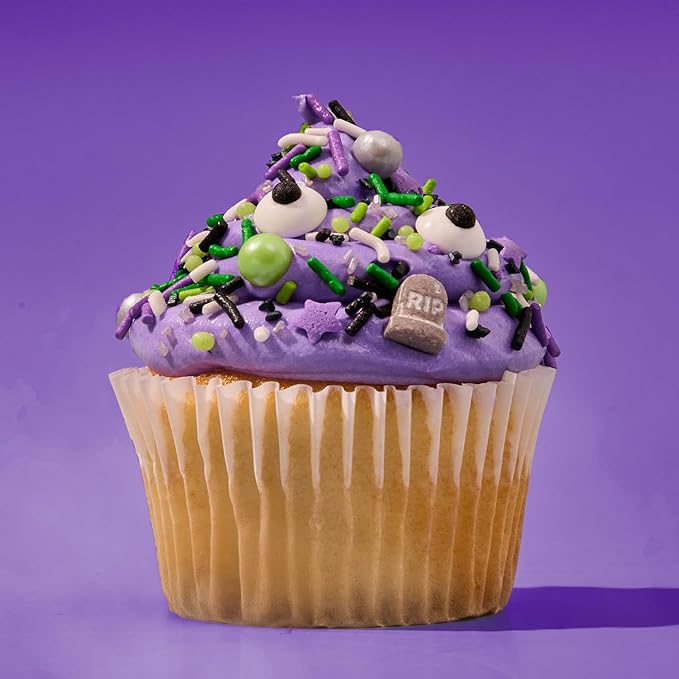 Fancy Sprinkles Limited Edition Halloween House of Horrors Sprinkle Set Dessert Decorating Sprinkles, Real Sugar, Featuring: Graveyard Shift, Drop Dead Gorgeous Harvest Glow and Glam Reaper (0.5c)