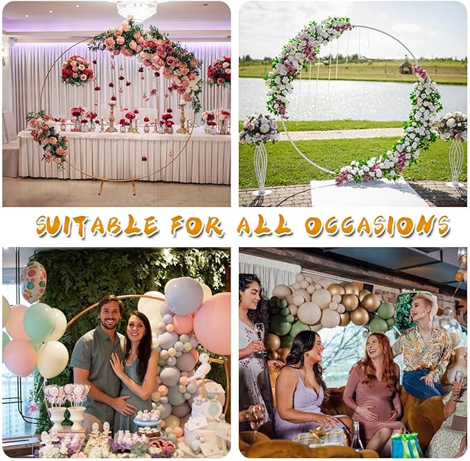 Round Backdrop Stand Circle Arch, 6.5ft Golden Metal Balloon Arch Kit for Party Decoration Wedding Arch Flower Ring Stand Harfirbe