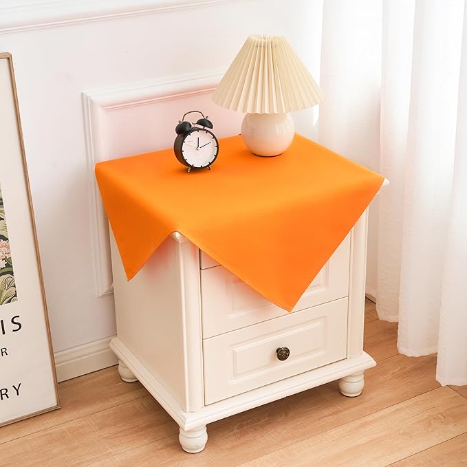 2 Pack Small Square Table Cloth 24X24 Inch Orange Washable Fabric Tablecloth Polyester Solid Table Cover for Night Stand End Table Side Table Outdoor Indoor