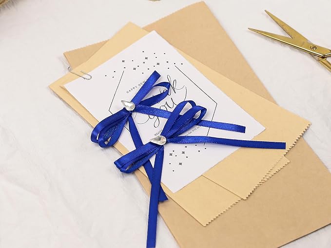 Royal Blue Satin Ribbon 1/4 inch X Continuous 25 Yards, Single Face Polyester Ribbon Perfect for Gift Wrapping, Flower Bouquet, Wedding Decor, Crafts, Bow Making, Sewing and More