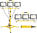 30000 Lumen Work Lights with Stand, 300W Three Head LED Work Light, Waterproof Lamp with Individual Switch, Adjustable Metal Telescoping Tripod