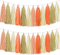 Tissue Paper Tassel Garland Banner, 20 Pack, Pink Orange Ivory Brown, Boho Party Decorations for Birthday, Baby Shower,Bridal