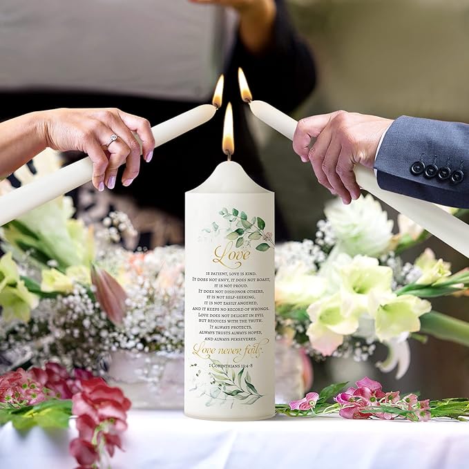 Frienda Unity Candles for Wedding Ceremony Set Wedding Unity Taper Candles Catholic Religious Ceremony Accessories(Leaf Style)