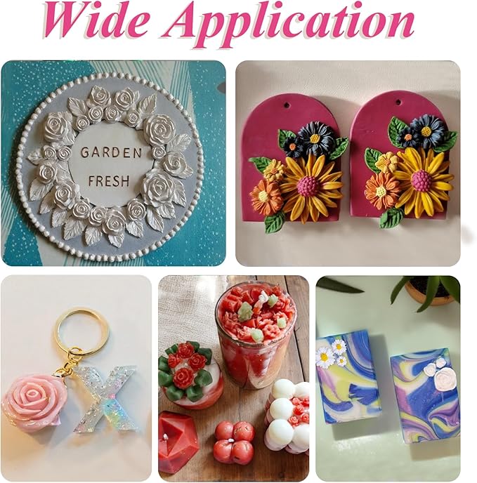 4 Pcs Flower Silicone Molds, Fondant Cake Flower Mold Silicone Daisy Rose Clay Mold Polymer Clay Molds for Cupcake DIY Crafts Cake Decoration