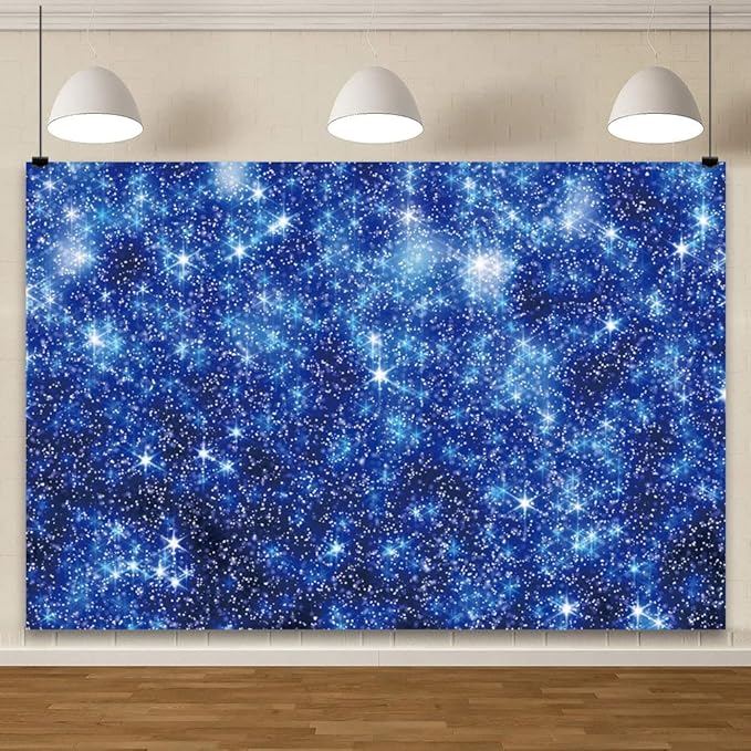 YongFoto Blue Glitter Backdrop 6x4ft Silver Light Spots Navy Blue Sequin Bokeh Photography Background Birthday Bridal Shower Wedding Photography Background Party Banner Decor Portraits Photoshoot