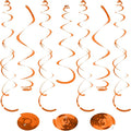 24 PCS Orange Hanging Swirl, Sparkle Ceiling Decorations, Plastic Streamer Party Decorations with Double-Swirls and Single-Swirls for Birthday Decorations, Graduation, Halloween, Baby Shower