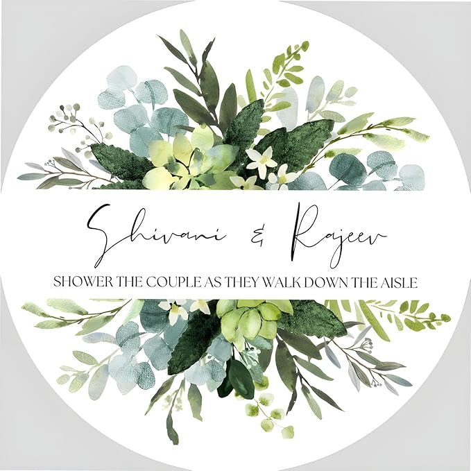 Custom Stickers for Weddings, Birthdays & Businesses - Personalized Labels with Your Logo - Waterproof, Fade and Heat Resistant - Pack of 100-1000 (Wreath Q, 1.5 Inch)