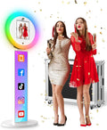 Portable Photo Booth, Photo Booth Machine Compatible with i Pad, Photo Booth Stand Shell Provide CyraTok Software Photobooth, Customized Logo,Flight Case, Ideal for Weddings, Parties & Business Use