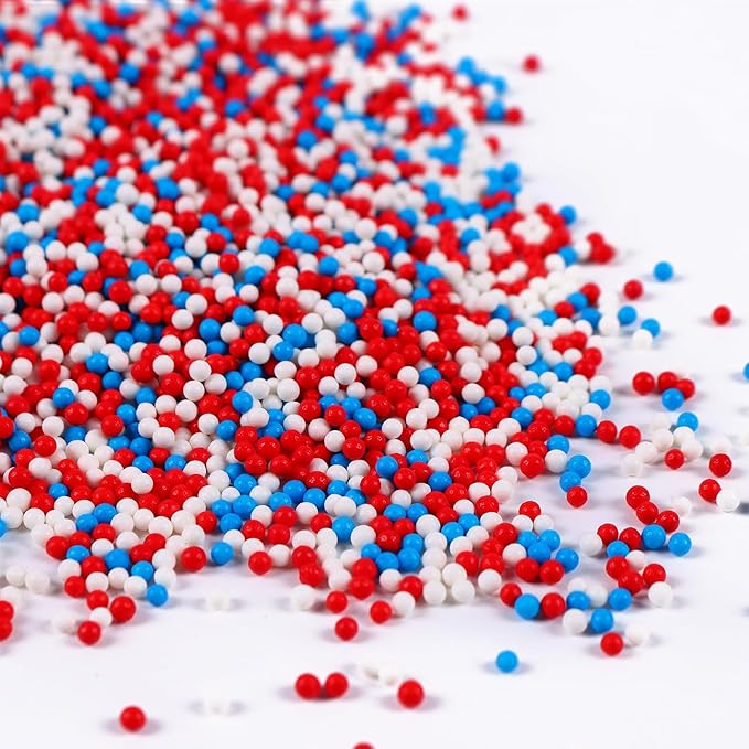 Edible Patriotic Nonpareils Sprinkles for Cake Decorating, Red White and Blue Sprinkles, 4th of July for Cupcakes, Cookies, Chocolate, Candy, and Ice Cream Topping(120g/4.23oz)