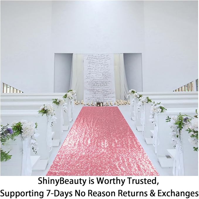 ShinyBeauty Pink Gold Aisle Runner-4FTx15FT-Sequin Aisle Runners Rug for Outdoor Rugs for Hallway Glitter Carpet for Wedding Ceremony (4FTx15FT, Pinkgold)