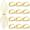 Gold Napkin Rings Set of 12, Iron Material Bright Gold Napkin Holder, Fall Thanksgiving Christmas Easter Napkins Rings for Daily Table Decor Wedding, Banquet, Party