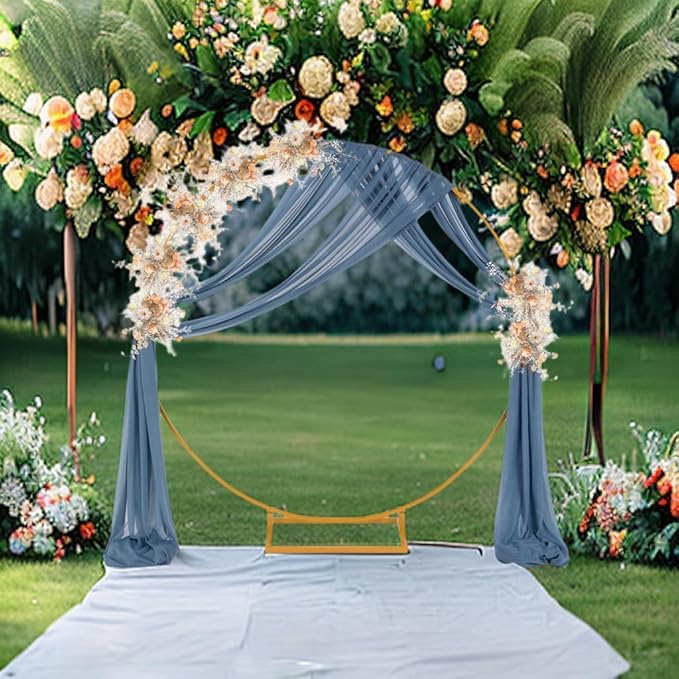 MLMW Wedding Arch Draping Fabric 1 Panel 29" x 20Ft Dusty Blue Sheer Wedding Arch Backdrop Drapes Outdoor Curtain for Ceremony Party Background Ceiling Decor
