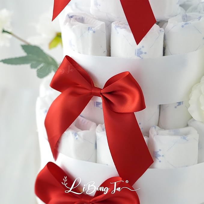 4.5" Satin Ribbon Red Bows for Gift Wrapping, Twist Tie Bows, Cute Bows for Crafts, Party Favors, Premade Bows Pre-Tied Decorative Bows for Flower Bouquets Candy Apple Bows-24 Counts