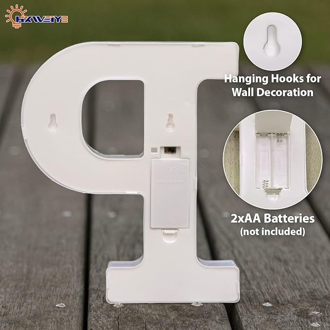 HXWEIYE Light Up Letters P, LED Marquee Letters Sign 26 Alphabet and 10 Number Big Lights for Party Birthday Bar Battery Powered Christmas Decor (Warm White)