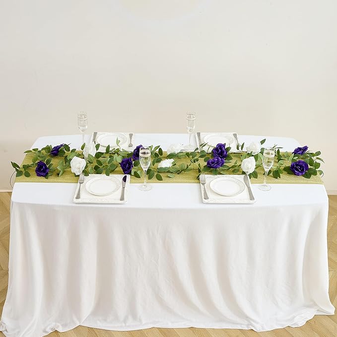 Carlita's Blooms Artificial Rose Garlands Purple Rose Vines Leaves Banners Hanging Floral Garland Fake Flower Vine Wall Decorations