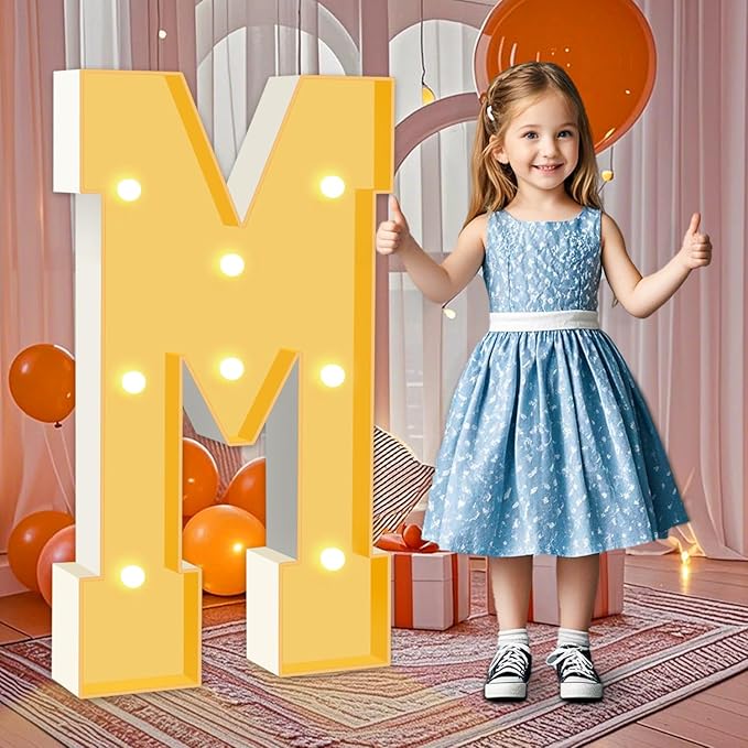 3FT Marquee Light Up Letters M, Warm White Light Up Letter, Large Marquee Letter Sign for Birthday Party Wedding Proposal Marry Me Decor