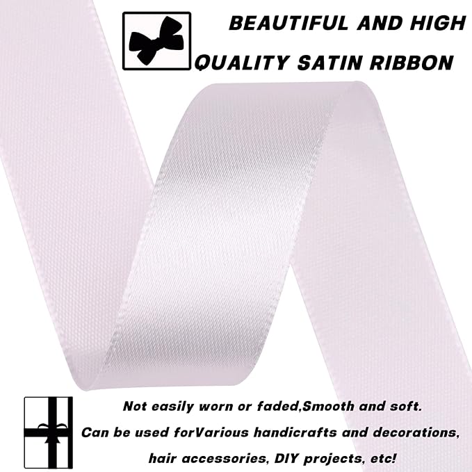 White 7/8 Inch 60 Yards Satin Craft Ribbon - Single Face Polyester Ribbon for Handmade Roses, Gift Wrapping, Timeless Flower, Bouquets, Wedding and Party Decoration
